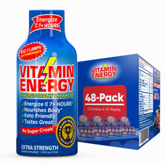 Vitamin Energy B12 shot bottle in acai-pomegranate flavor for on-the-go energy