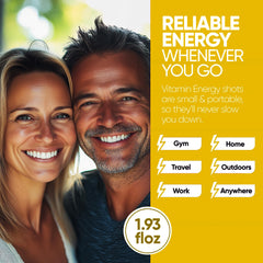 Closeup of Vitamin Energy B12 Mango Shot label highlighting mango flavor and ingredients