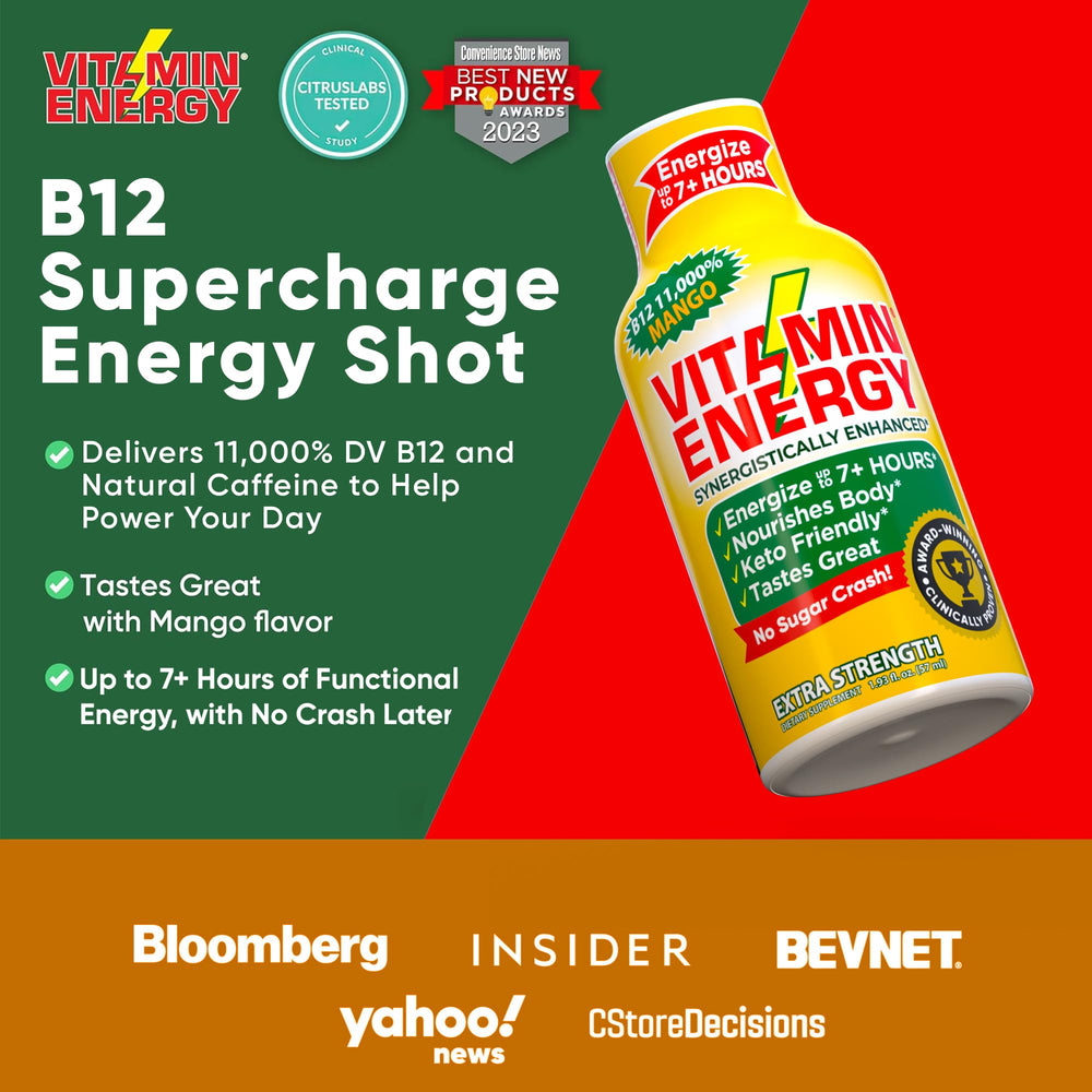 No refrigeration needed, Vitamin Energy B12 shot is convenient for on-the-go.