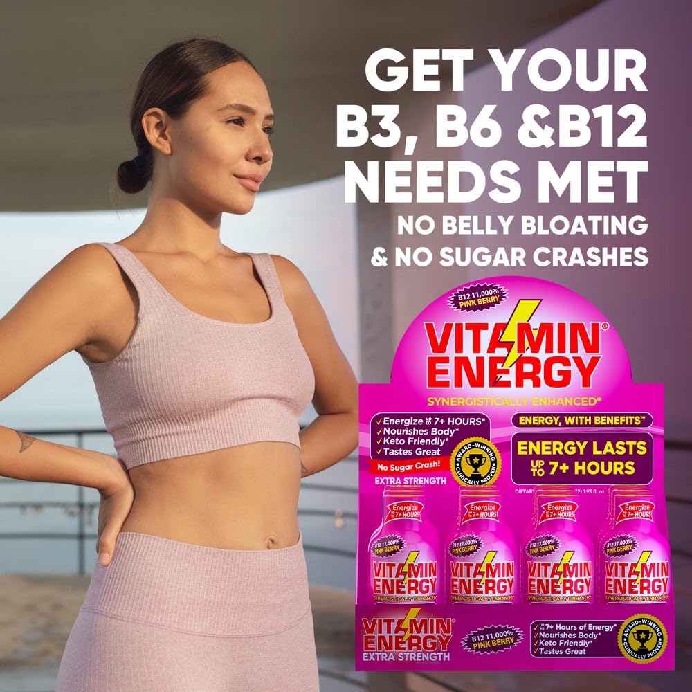 Vitamin Energy B12 Shot on desk ready for focused work sessions.