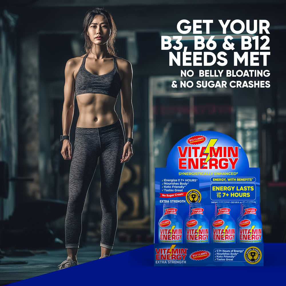 Vitamin Energy B12 shot on-the-go lifestyle scene for workouts