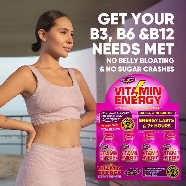 Vitamin Energy B12 Pink Berry travel package ideal for commutes.