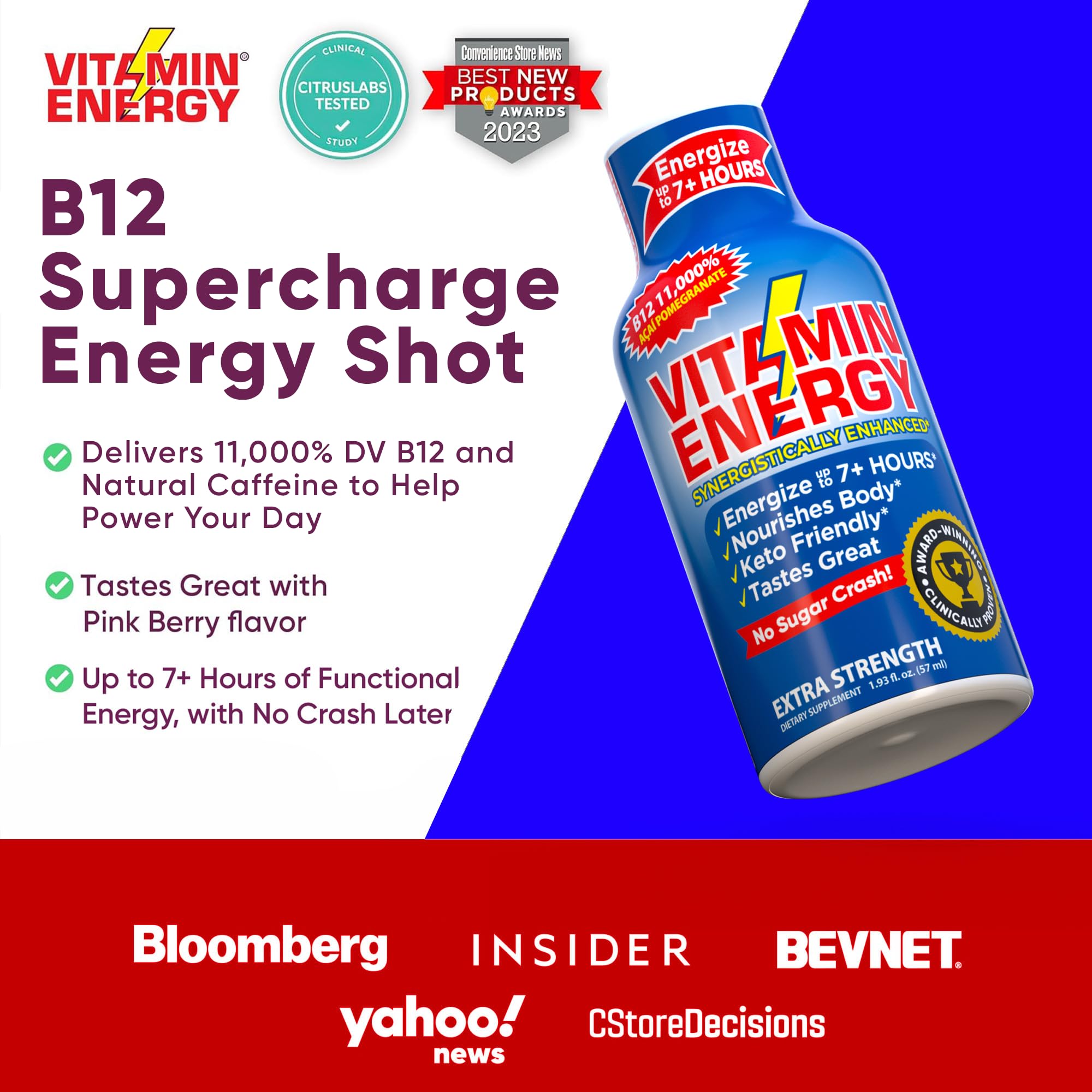 Vitamin Energy B12 shot design that does not require refrigeration