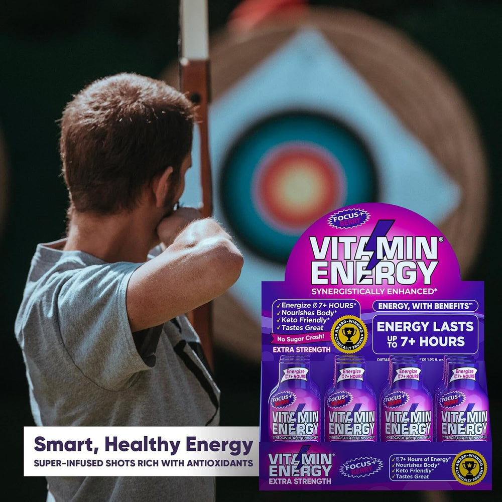 Vitamin Energy berry flavor close-up showing refreshing appeal.