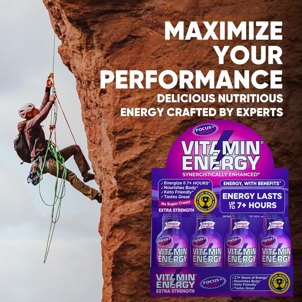 Vitamin Energy Focus+ Berry Shot cool display ready for shelf