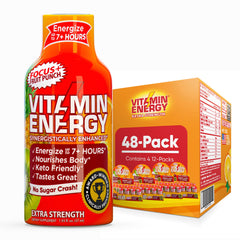 Vitamin Energy Focus+ fruit punch bottle pour, quick energy for busy tasks