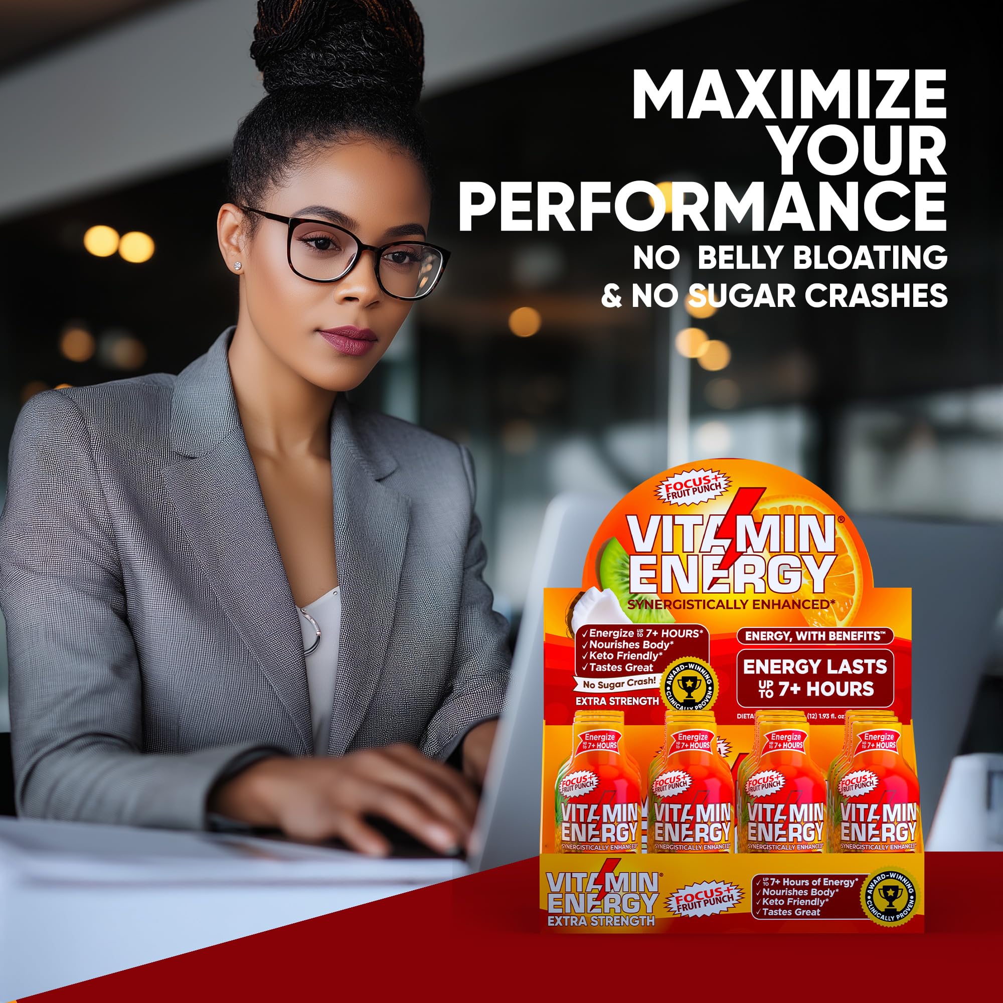 Vitamin Energy Focus+ zero sugar label, keto-friendly energy