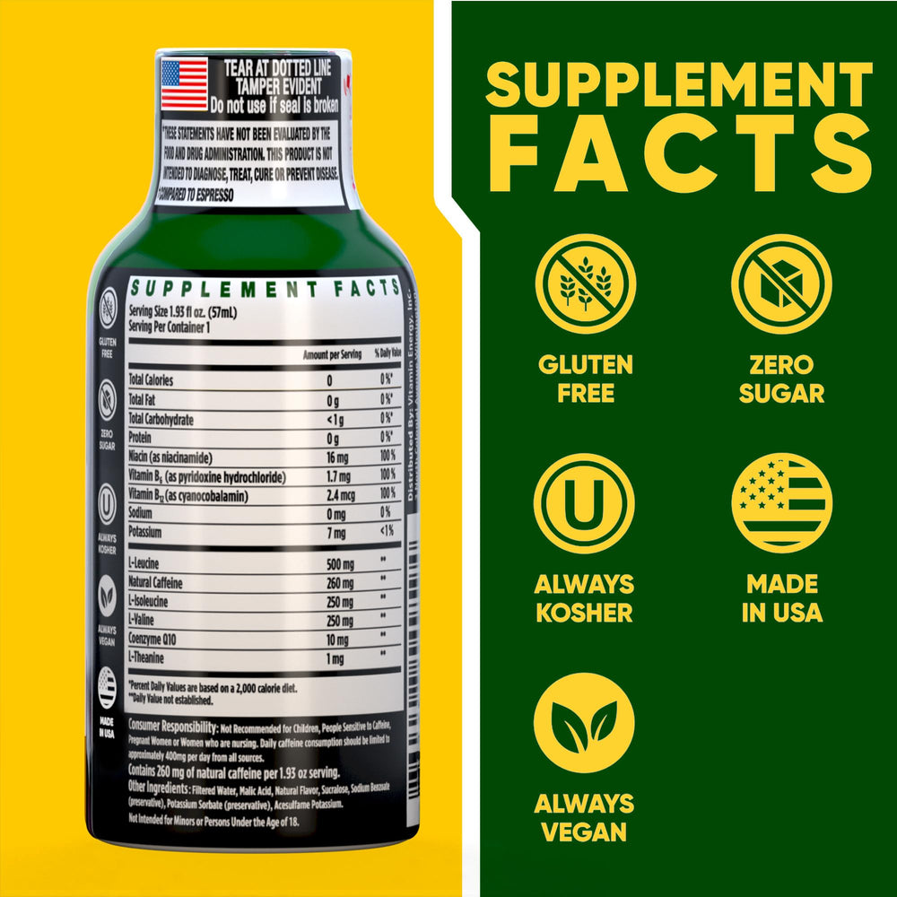 Vitamin Energy Focus+ grape label close-up highlighting ingredients.