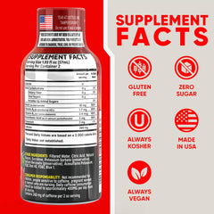 Vitamin Energy Fruit Punch Shot bottle closeup highlights zero-calorie energy