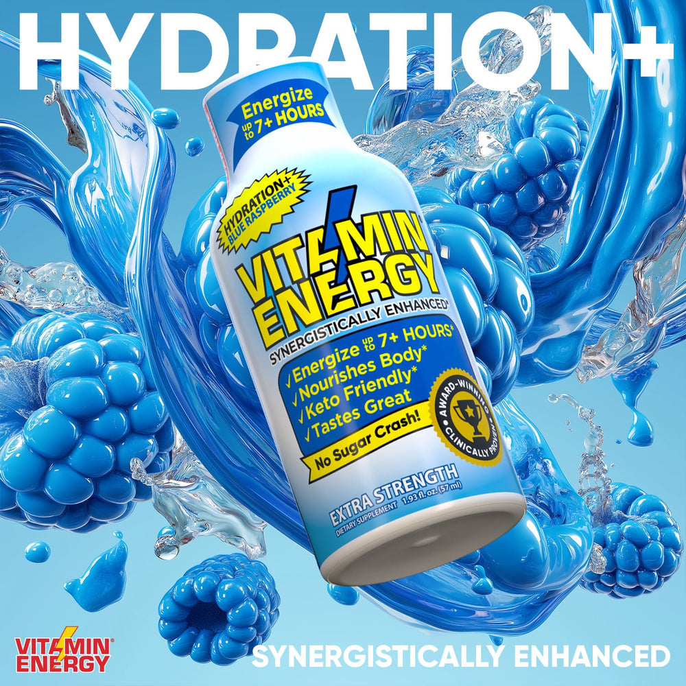 Vitamin Energy Hydration+ bottle label highlights electrolytes and BCAAs