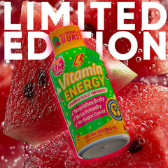 Vitamin Energy Immune+ bottle on counter highlighting zero sugar and gluten-free formula