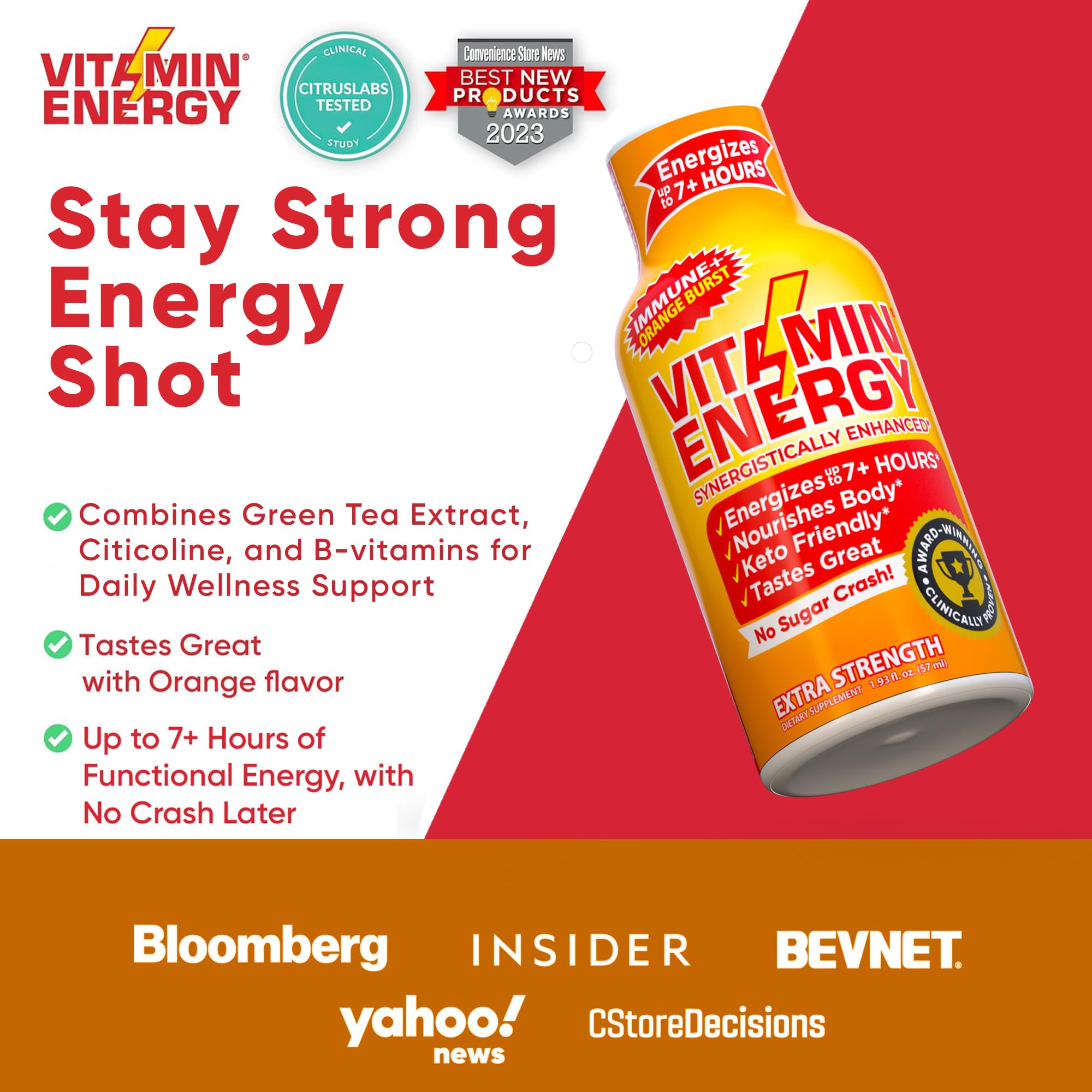 Vitamin Energy Immune+ Green Tea Extract emphasizes natural energy boost.