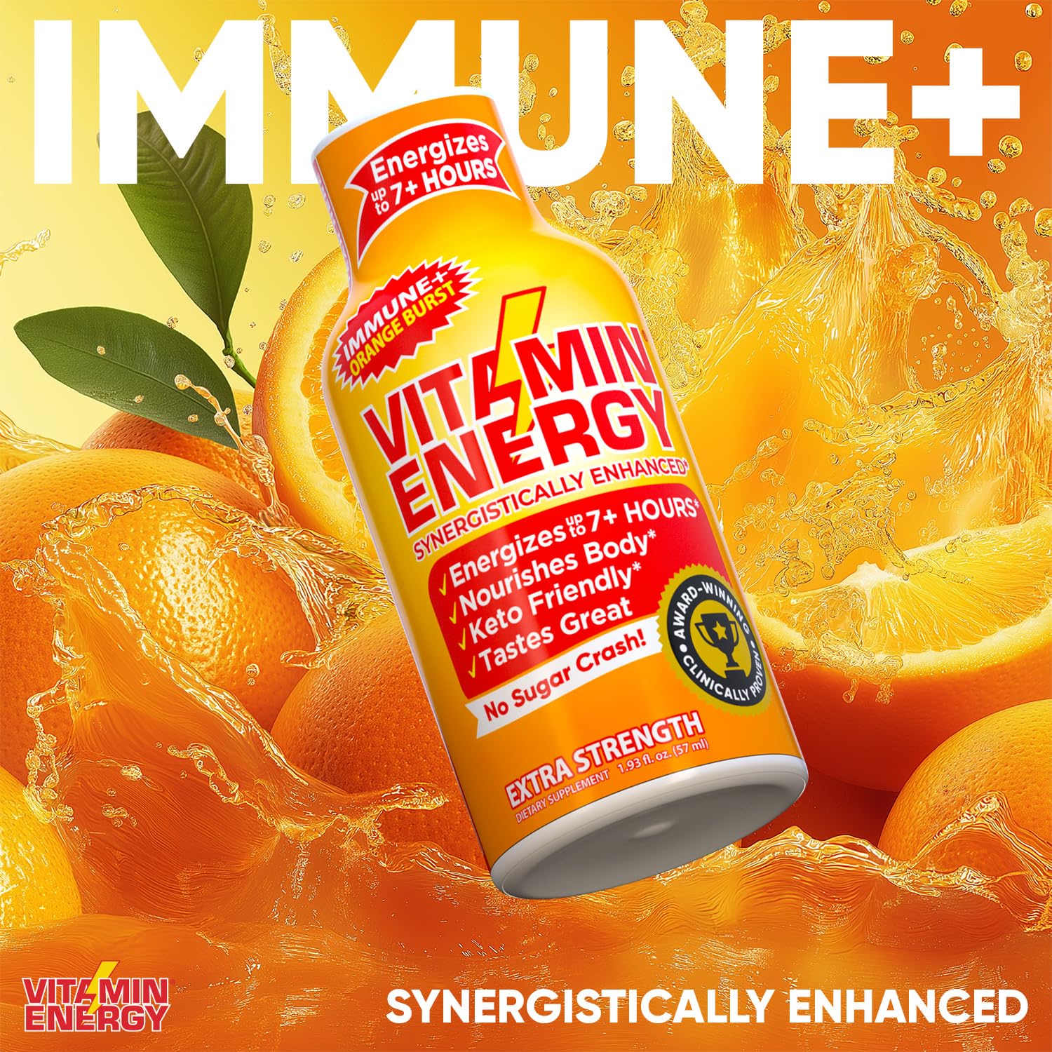 Vitamin Energy Immune+ Ingredients label shows essential vitamins.