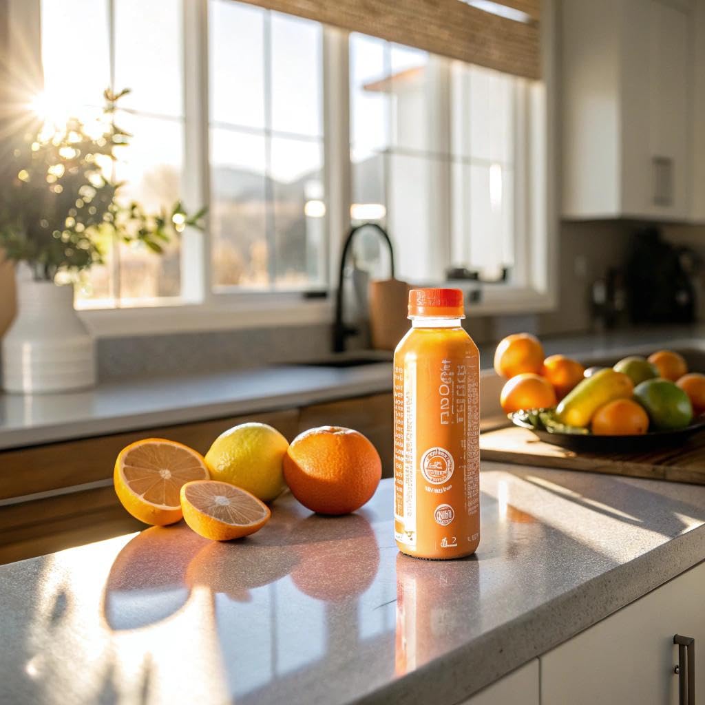Vitamin Energy Immune+ ingredients label close-up, highlights caffeine and B vitamins.