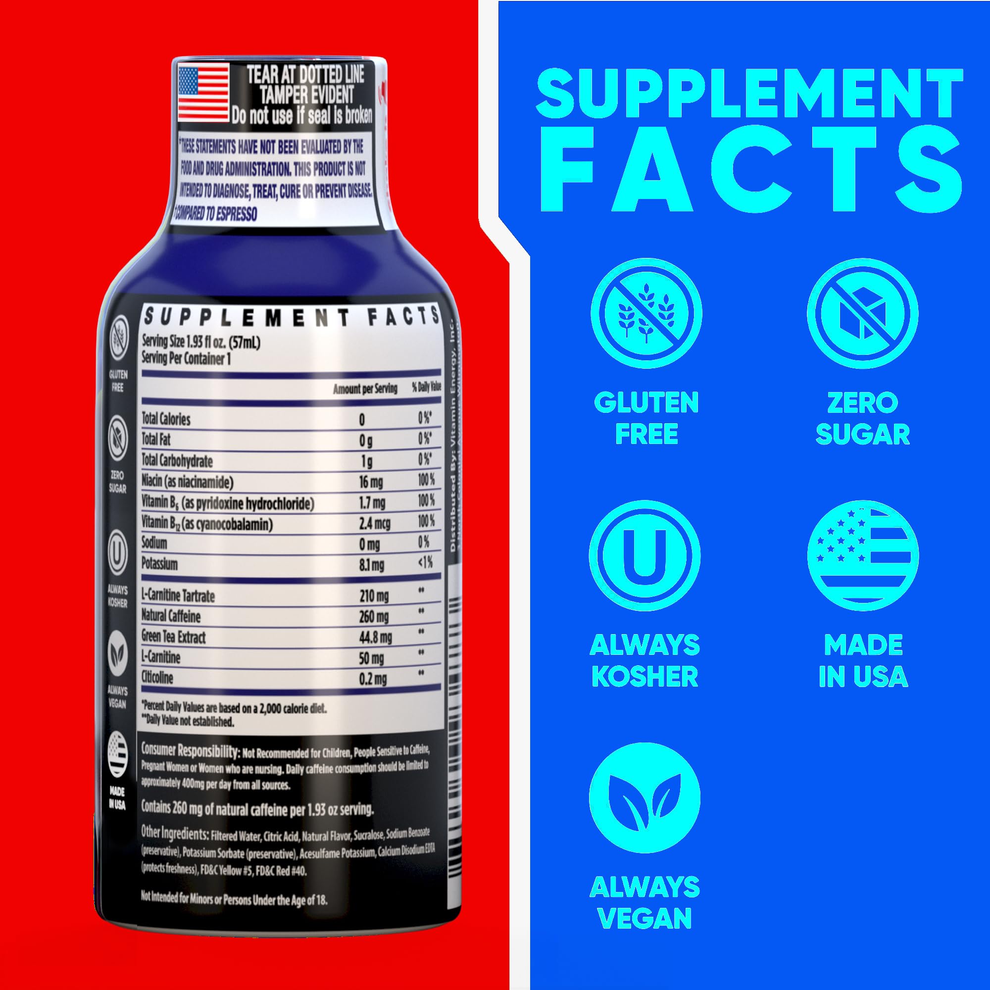Vitamin Energy Immune+ blue raspberry shot pack for convenient daily energy