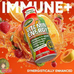 Vitamin Energy Immune+ shot poured into a glass of fruit punch