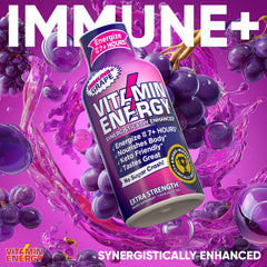 Vitamin Energy Immune+ grape shot 48-pack on shelf signals value for busy days