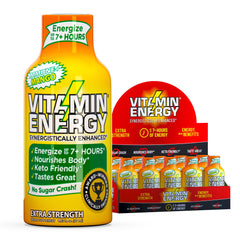 Vitamin Energy Immune+ Mango Shot front view highlighting mango flavor and on-the-go energy