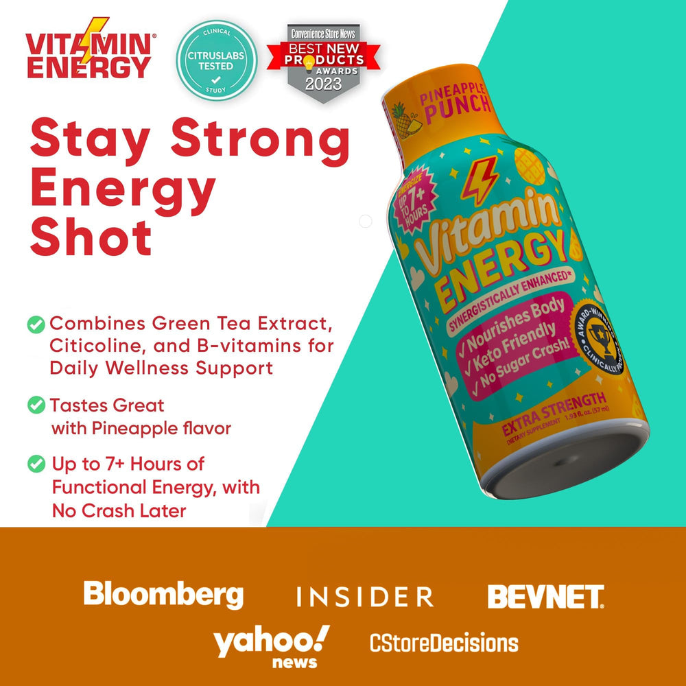 Vitamin Energy Immune+ Pineapple Punch pour into glass for refreshing aroma