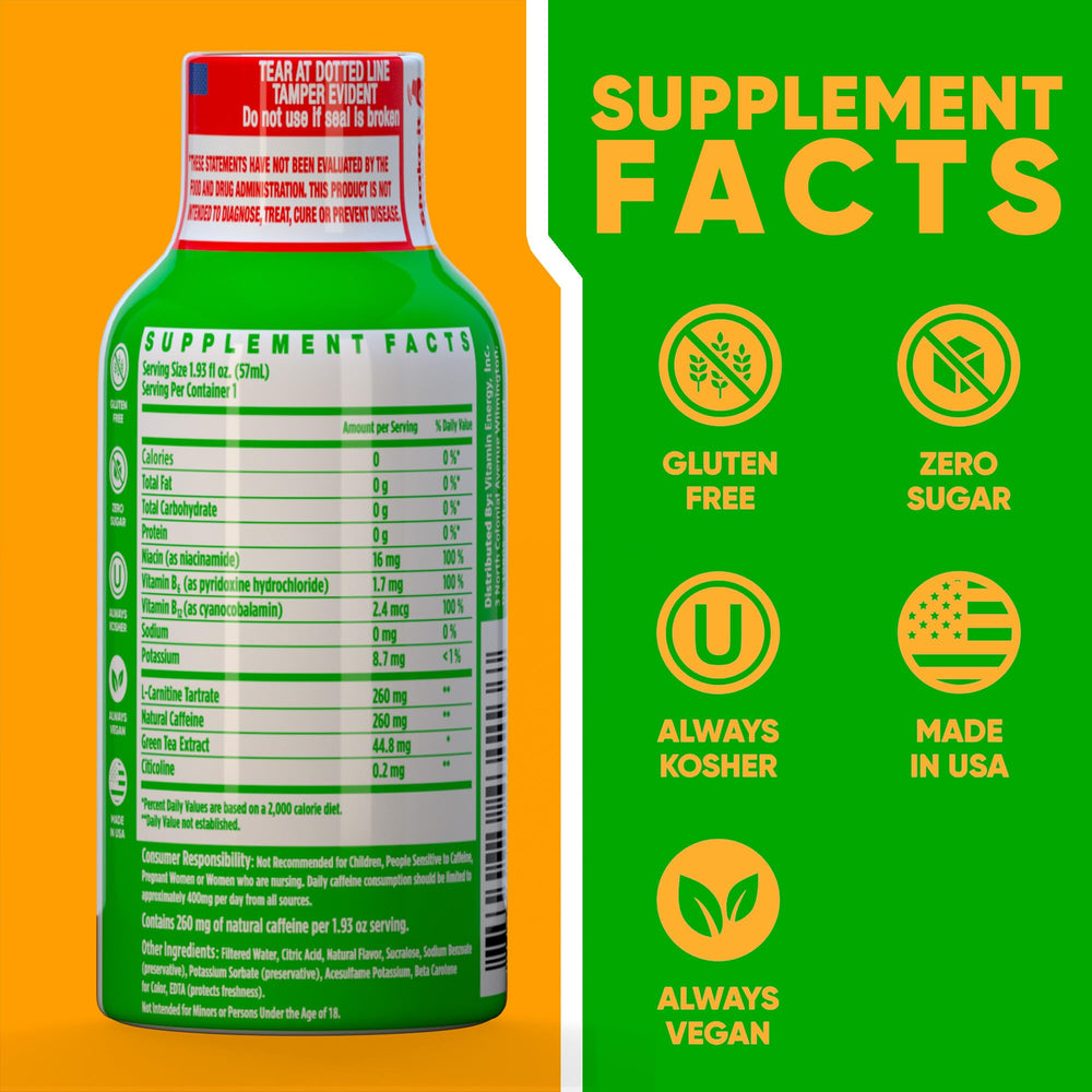Vitamin Energy Immune+ Watermelon Shot bottle front presents compact, on-the-go energy.