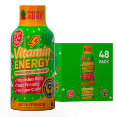 Vitamin Energy Immune+ Watermelon Shot bottle shown for on-the-go energy and focus.