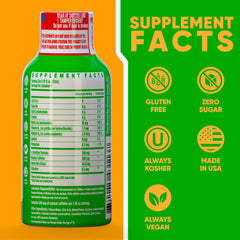 Vitamin Energy Immune+ Watermelon Shot back view highlights zero sugar for clean energy.