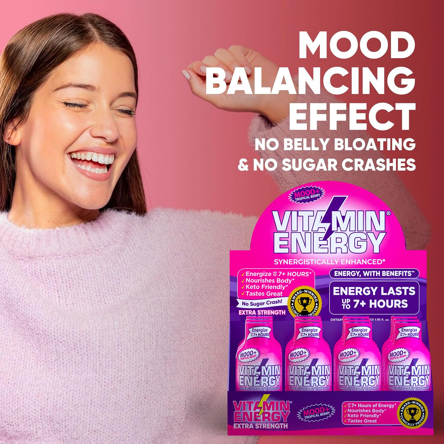 Vitamin Energy Mood+ Tropical Berry ingredients graphic