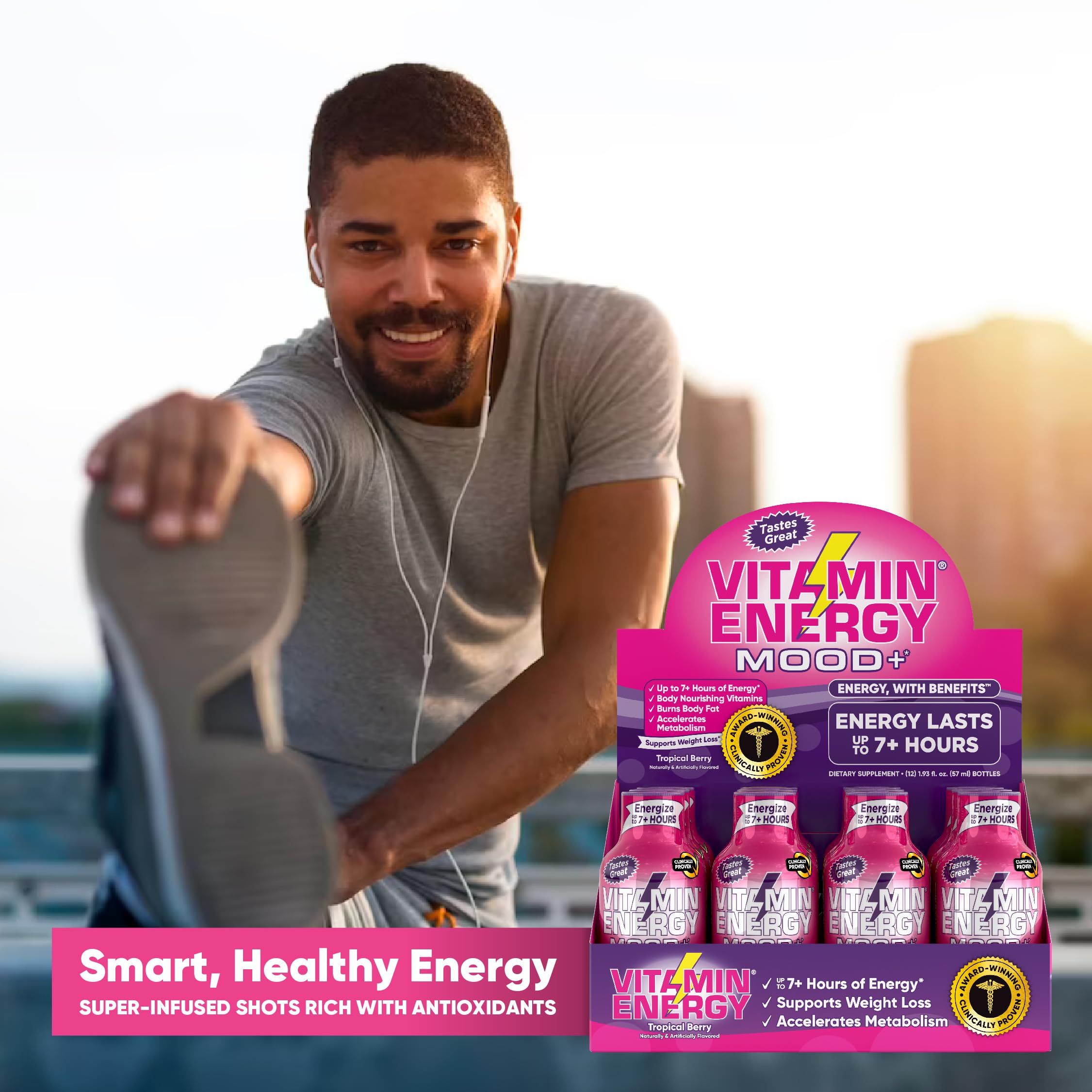 Vitamin Energy Mood+ Shot Tropical Berry: frasco de 1,93 onzas líquidas