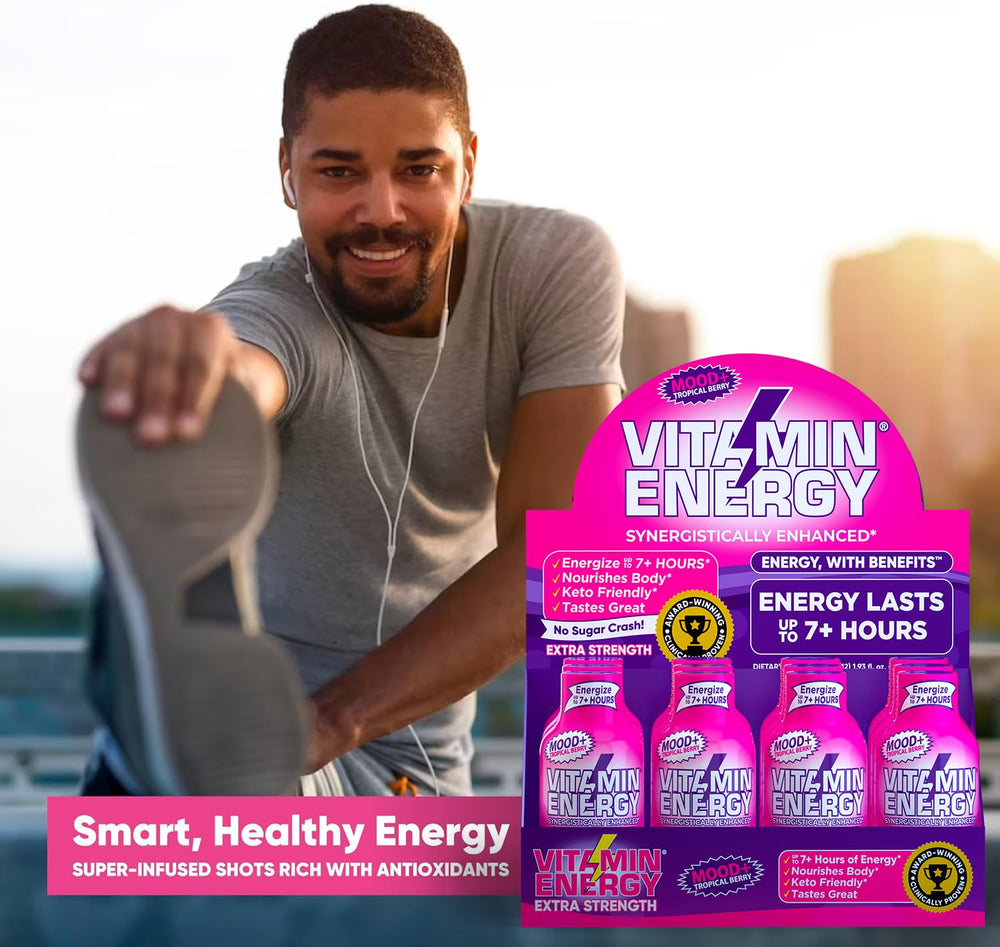 Vitamin Energy Mood+ Tropical Berry vegan gluten-free label