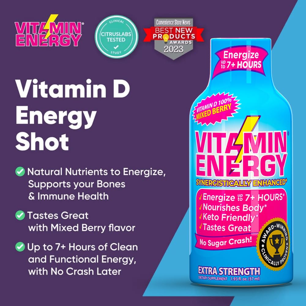 Compact packaging design for easy daily energy from Vitamin Energy Shot