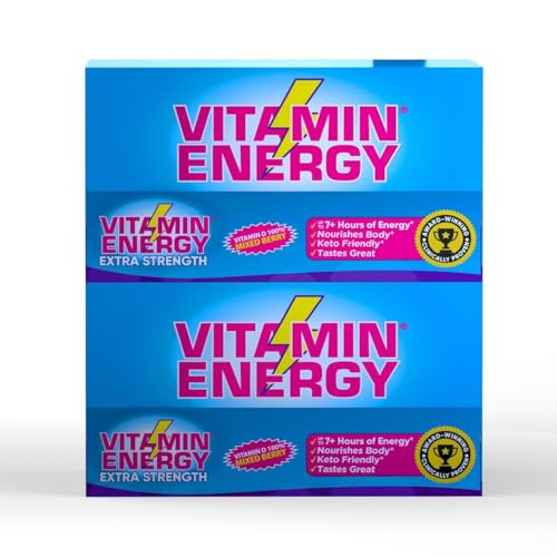 Vitamin Energy pour into a glass highlights quick, focused energy on demand.