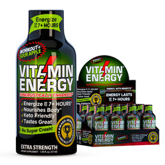Vitamin Energy Workout+ Sour Apple bottle front view for quick workout energy