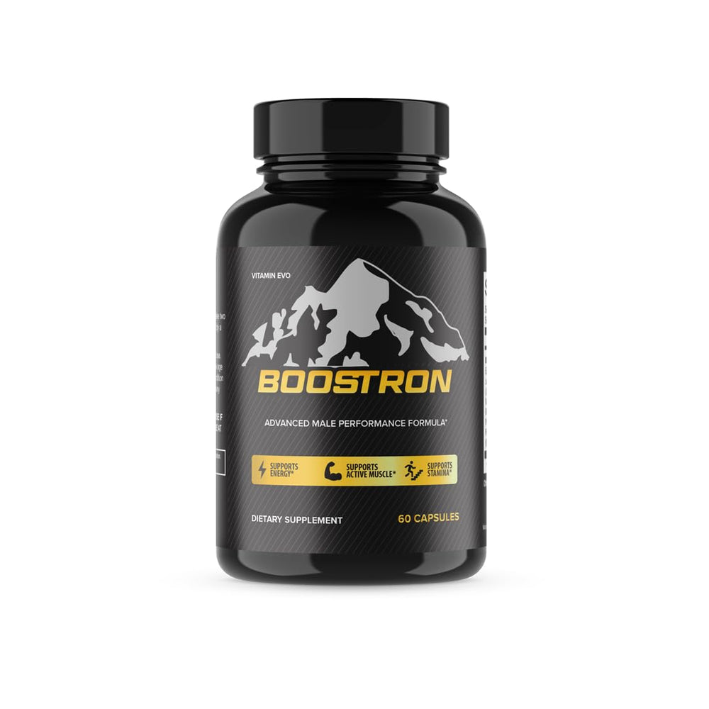 Vitamin Evo Boostron bottle packshot showing the official multivitamin for daily wellness