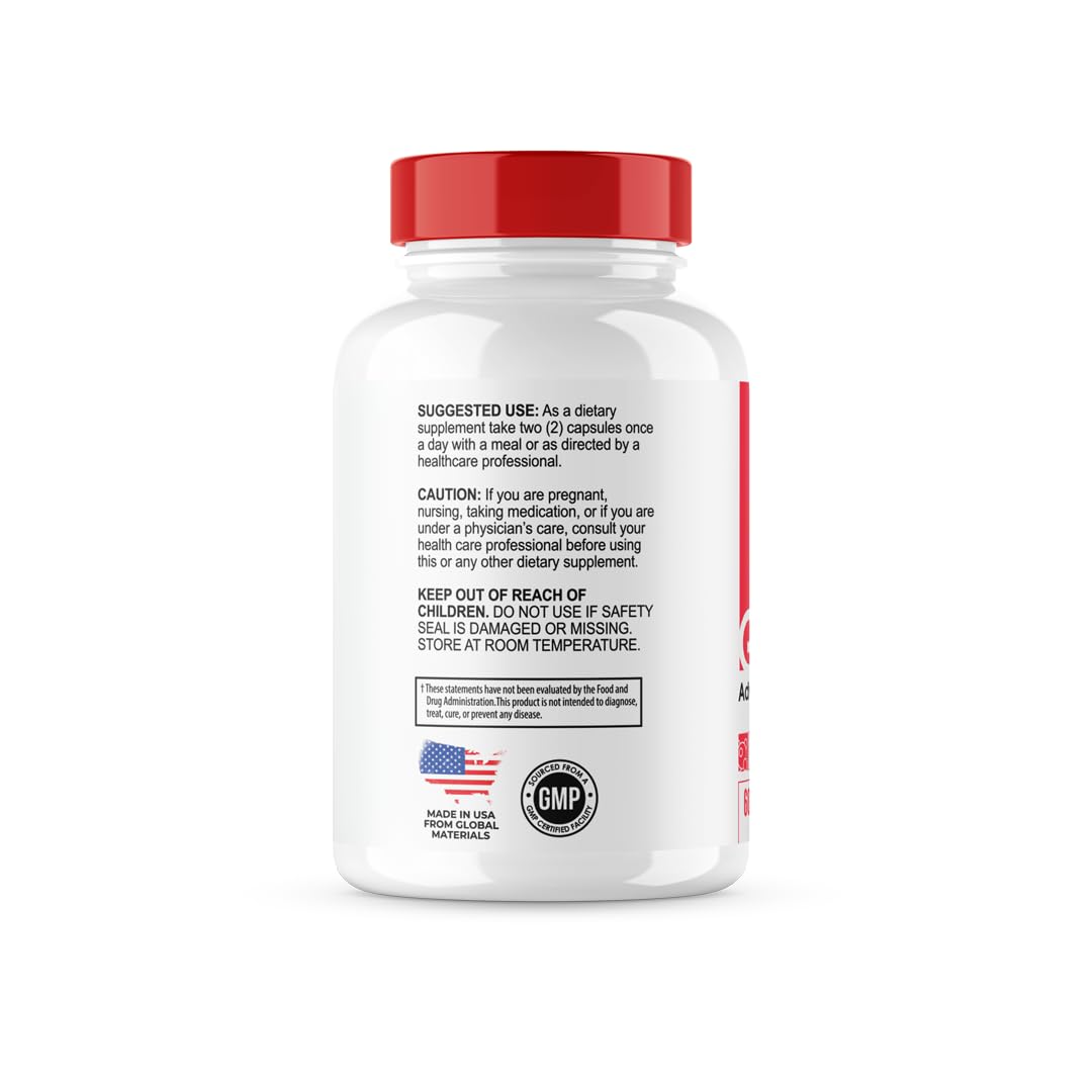GlucoBio bottle label shows 60 capsules and maximum strength formula for daily support
