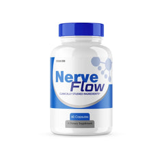Vitamin Evo Nerve Flow bottle front view, highlighting all-natural formula and daily use.