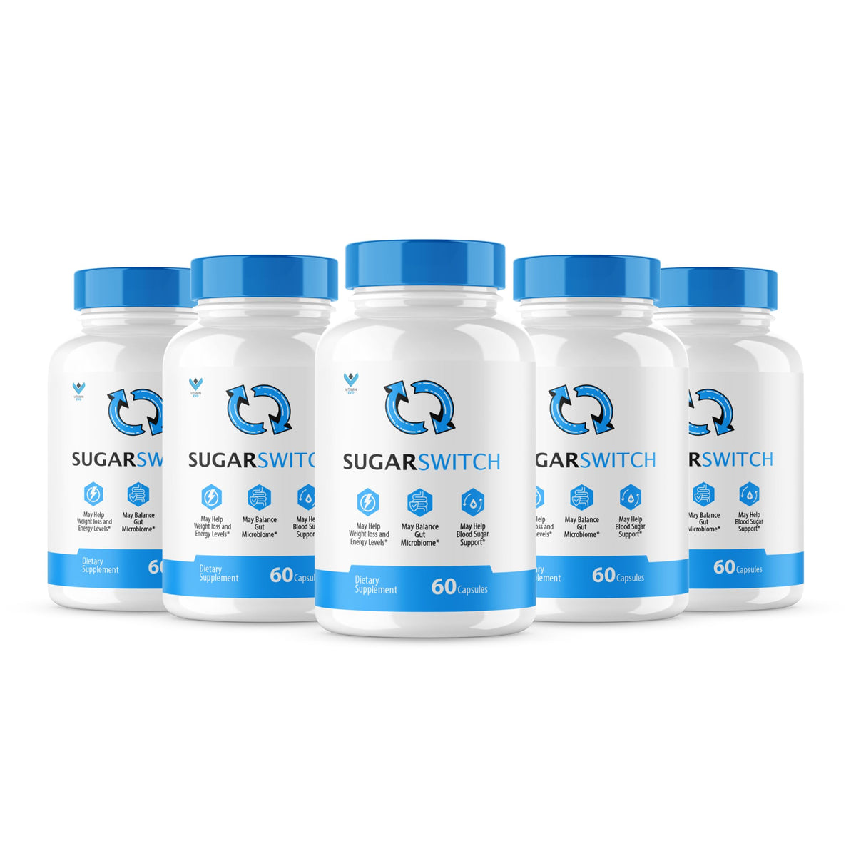 Vitamin Evo SugarSwitch capsules bottle for everyday wellness and potential support of healthy levels.