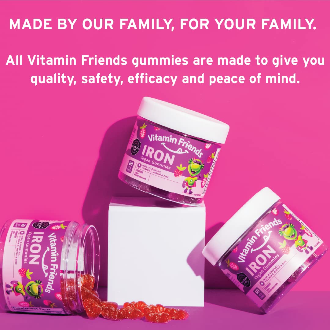 Vitamin Friends strawberry flavor close-up showing kid-friendly taste.