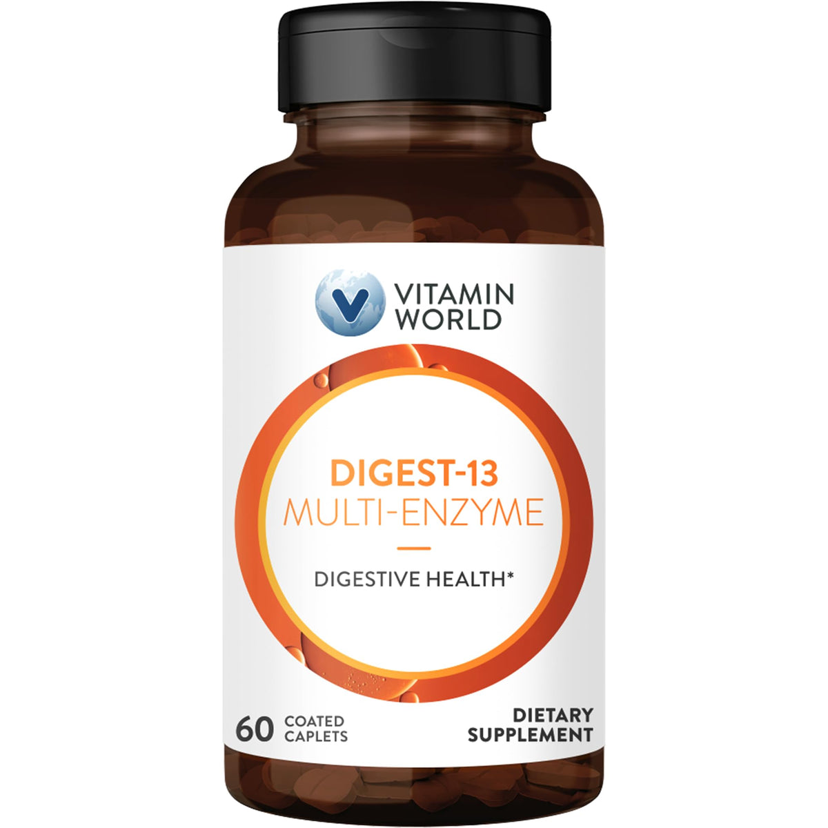 Vitamin World Digest-13 bottle front supports digestion and nutrient absorption.