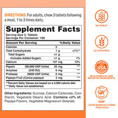 Vitamin World Papaya flavored chews close-up, tasty option after meals for digestion support
