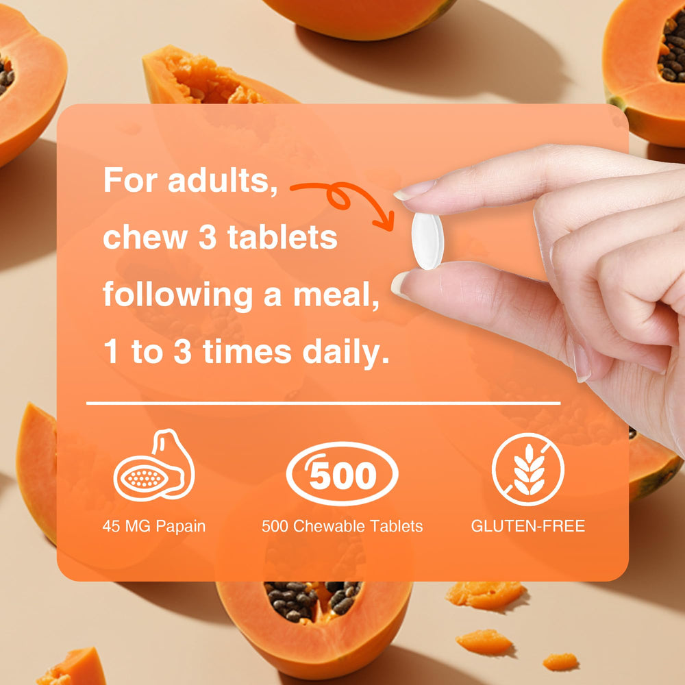 Vitamin World Papaya fruit piece imagery inside bottle showing natural flavor