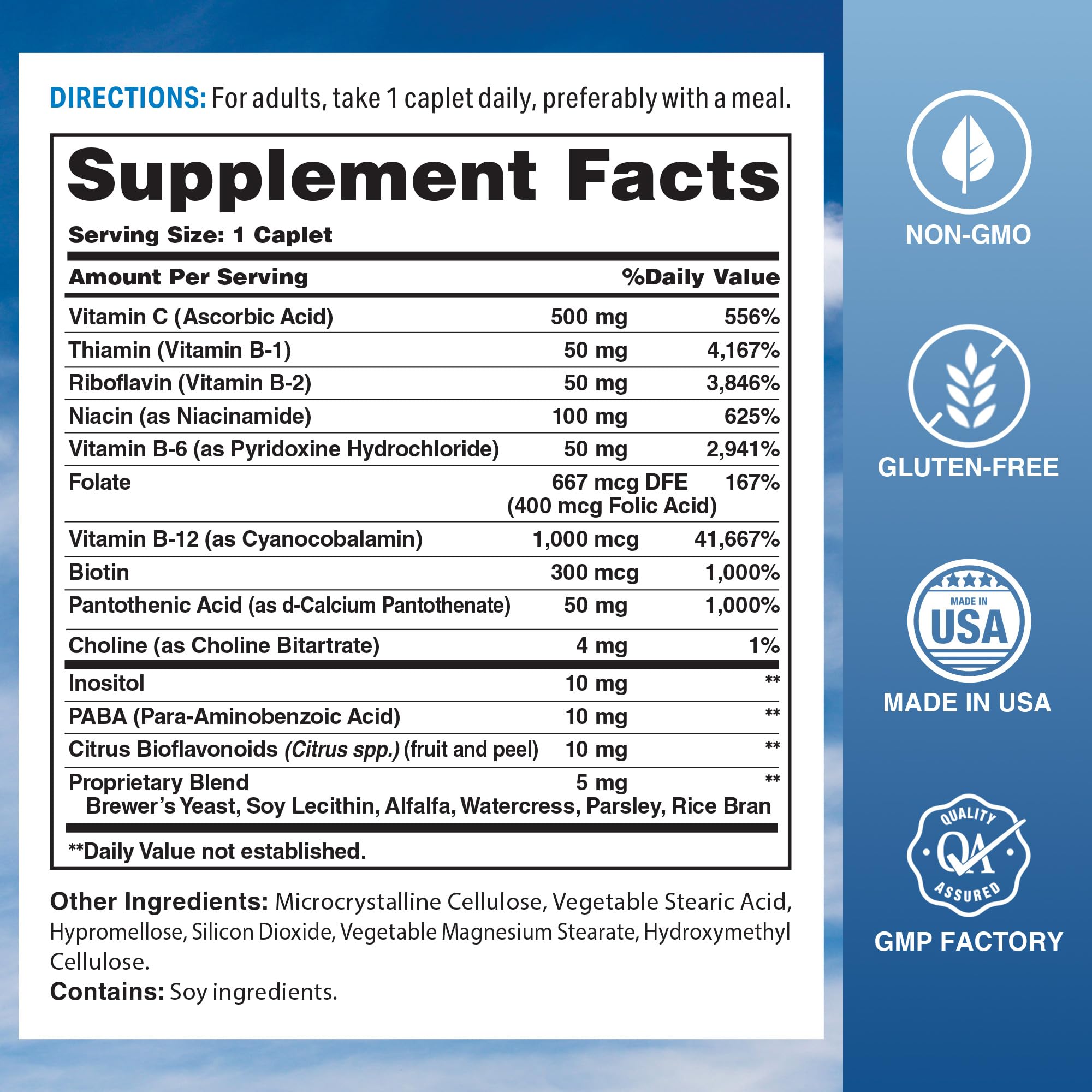 Vitamin World Stress B-Complex bottle pour demonstrates convenient daily dosing on the go