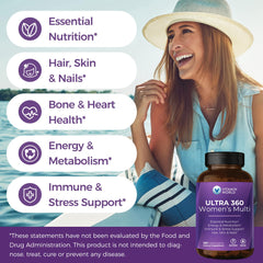 Vitamin World Ultra 360 Women daily dose scene depicting routine supplementation