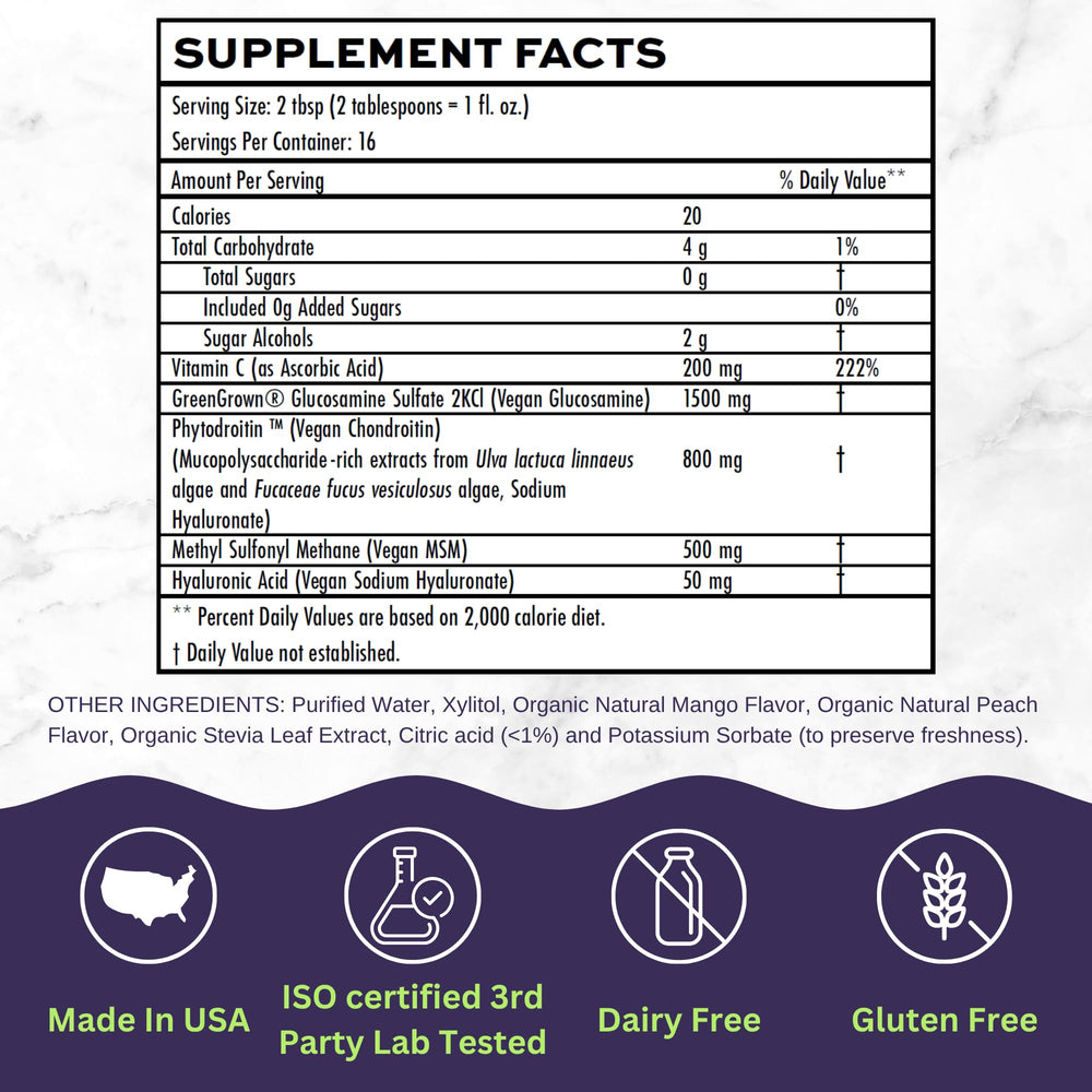 Vitaminally vegan ingredients close-up highlights shellfish-free, allergen-free formula