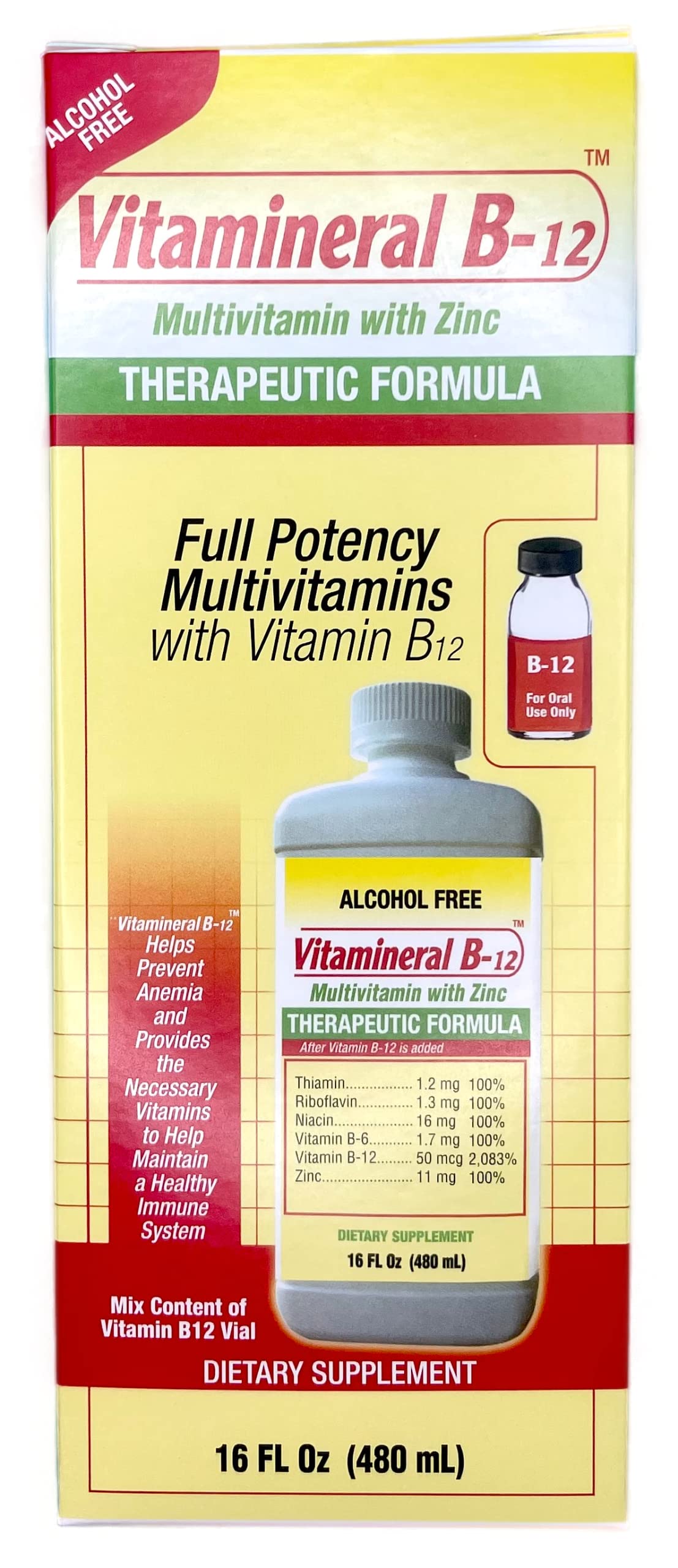 Vitamineral B-12 Memper bottle front for easy daily use and energy support