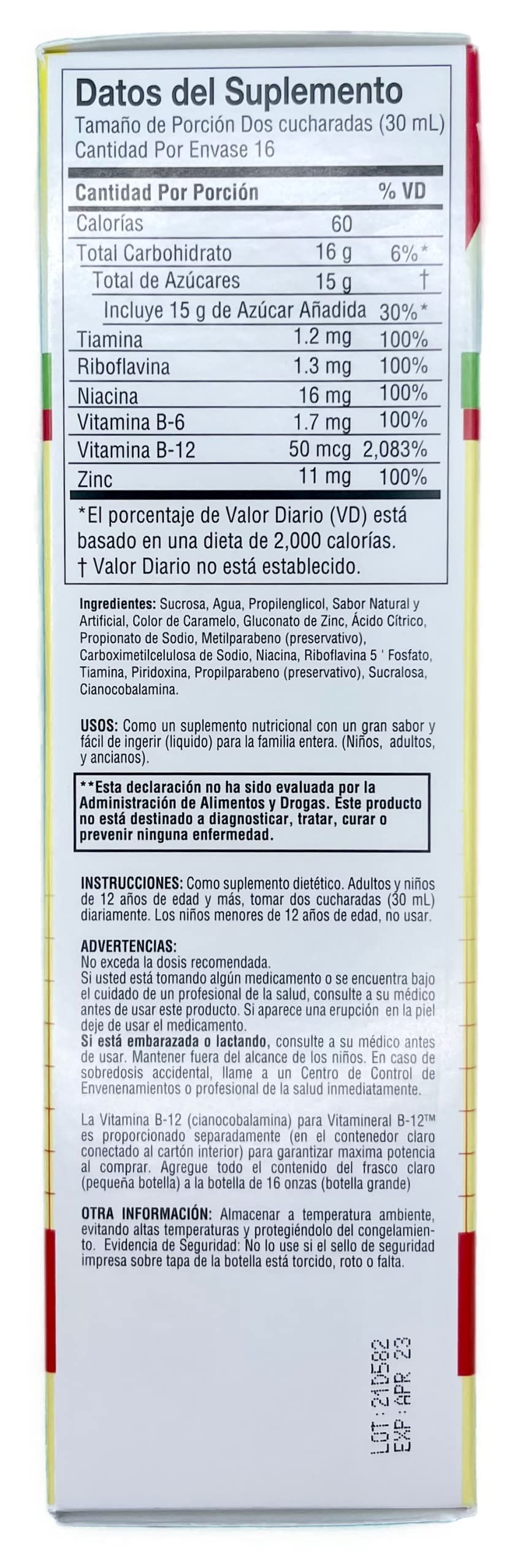 Vitamineral B-12 Memper bottle pour showing liquid supplement for daily use
