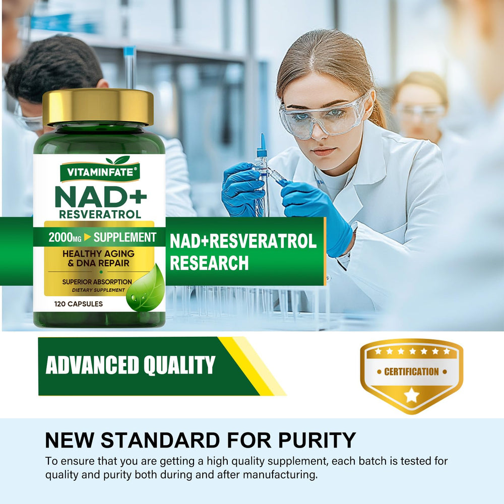 VITAMINFATE NAD+ label close-up highlights ingredients for transparency.
