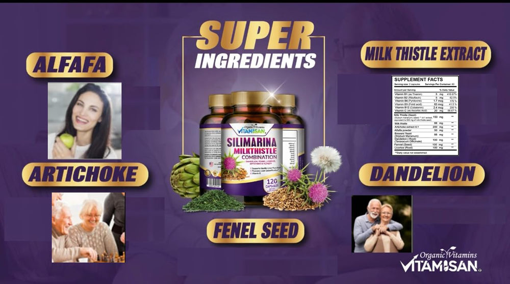 VITAMISAN 120 capsules packaging shows USA-made, non-GMO formulation.