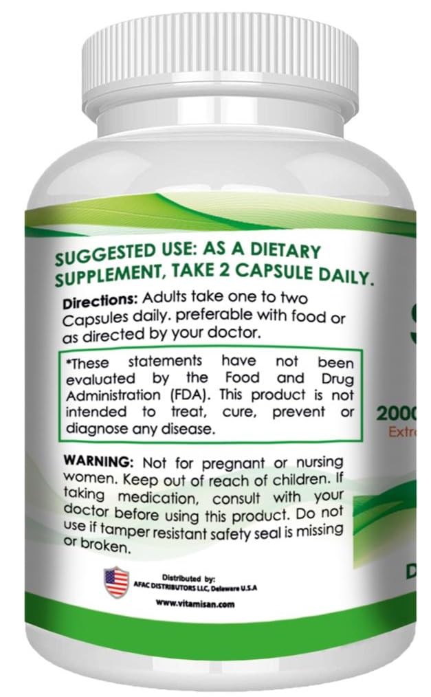 VITAMISAN Graviola bottle with two-capsule daily dose visual.