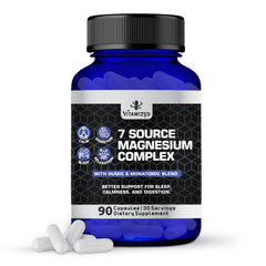 VITAMIZED magnesium bottle front with 90 capsules for daily support.
