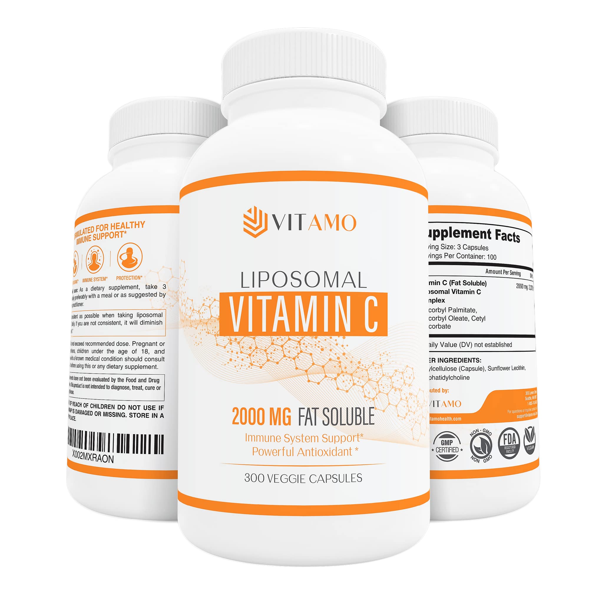 Vitamo Liposomal Vitamin C bottle front highlighting high-potency immune support